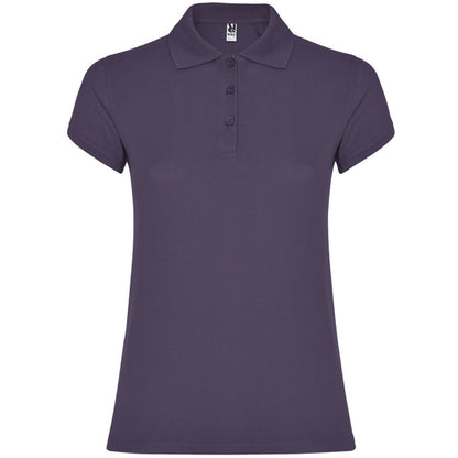 Polo manga corta STAR WOMAN en color lila, personalización a medida en Crea41