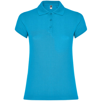 Polo manga corta STAR WOMAN en color turquesa para personalizar con tu logo, nombre o foto
