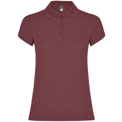 Polo manga corta STAR WOMAN en color rojo baya, personalización a medida en Crea41