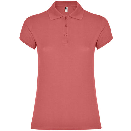 Polo manga corta STAR WOMAN en color rojo crisantemo — estampación y bordado de tu diseño