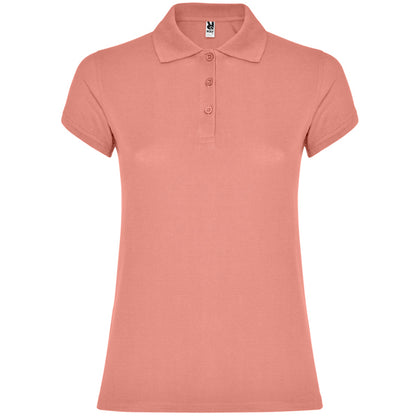 Polo manga corta STAR WOMAN en color naranja clay, personalización a medida en Crea41