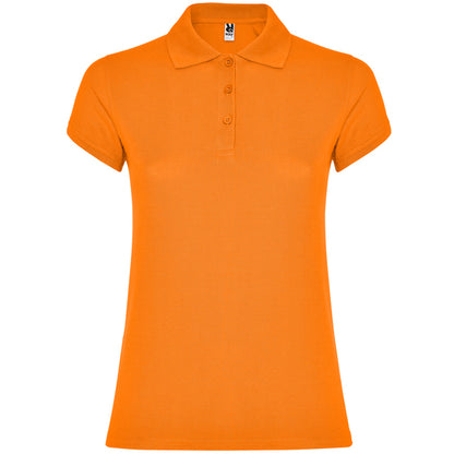Polo manga corta STAR WOMAN en color naranja — estampación y bordado de tu diseño
