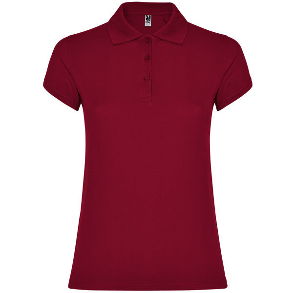 Polo manga corta STAR WOMAN personalizable online — granate, taller en Madrid