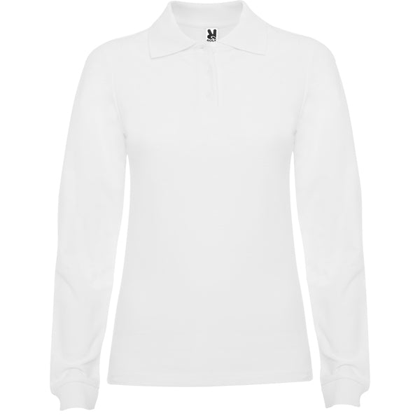 Polo manga larga ESTRELLA WOMAN L/S en color blanco para personalizar con tu logo, nombre o foto