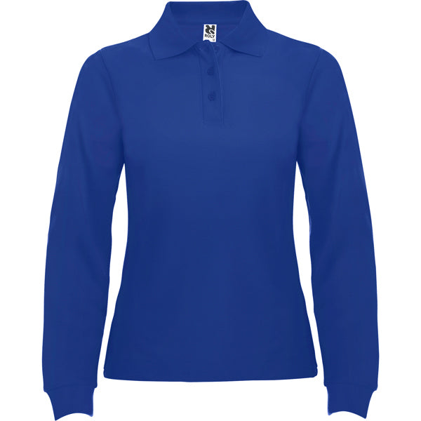 Polo manga larga ESTRELLA WOMAN L/S en color royal — estampación y bordado de tu diseño