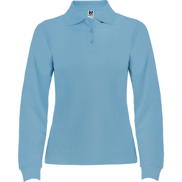 Polo manga larga ESTRELLA WOMAN L/S personalizable online — celeste, taller en Madrid