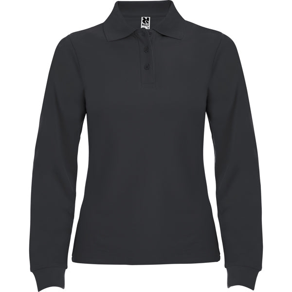 Polo manga larga ESTRELLA WOMAN L/S en color plomo oscuro, personalización a medida en Gráficas Hugo