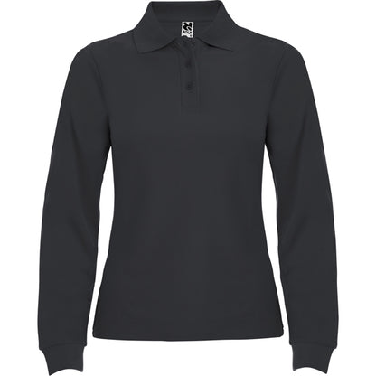 Polo manga larga ESTRELLA WOMAN L/S en color plomo oscuro, personalización a medida en Gráficas Hugo