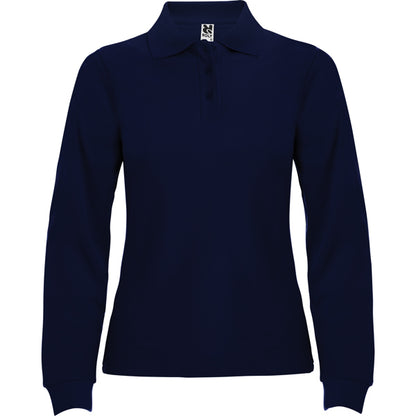 Polo manga larga ESTRELLA WOMAN L/S en color marino — estampación y bordado de tu diseño