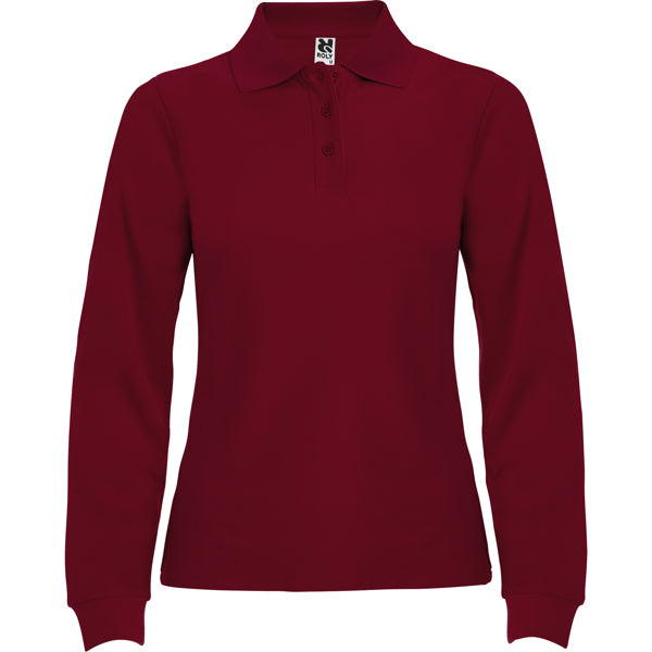 Polo manga larga ESTRELLA WOMAN L/S personalizable online — granate, taller en Madrid