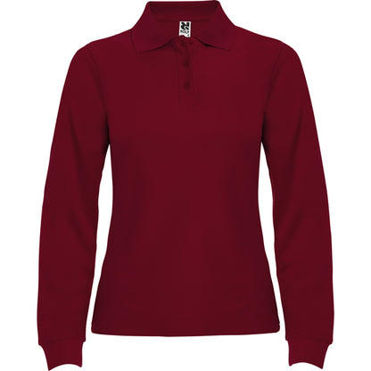 Polo manga larga ESTRELLA WOMAN L/S personalizable online — granate, taller en Madrid