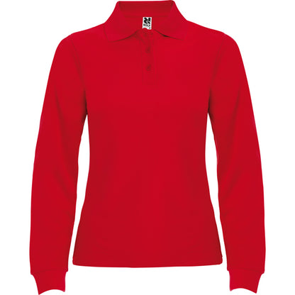 Polo manga larga ESTRELLA WOMAN L/S en color rojo, personalización a medida en Gráficas Hugo
