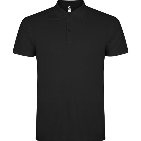 Polo manga corta STAR en color negro para personalizar con tu logo, nombre o foto