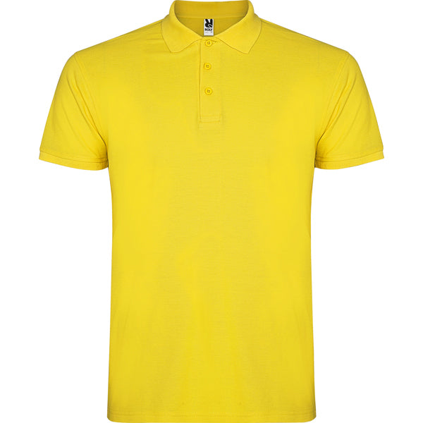 Polo manga corta STAR en color amarillo, personalización a medida en Gráficas Hugo