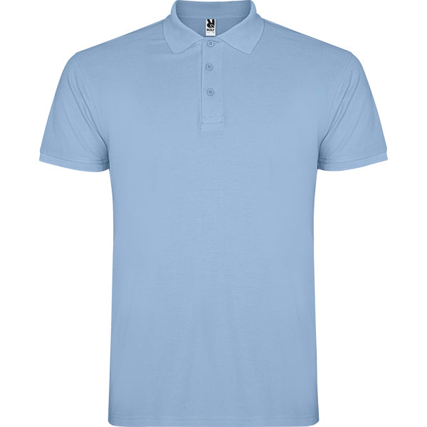 Polo manga corta STAR en color celeste para personalizar con tu logo, nombre o foto