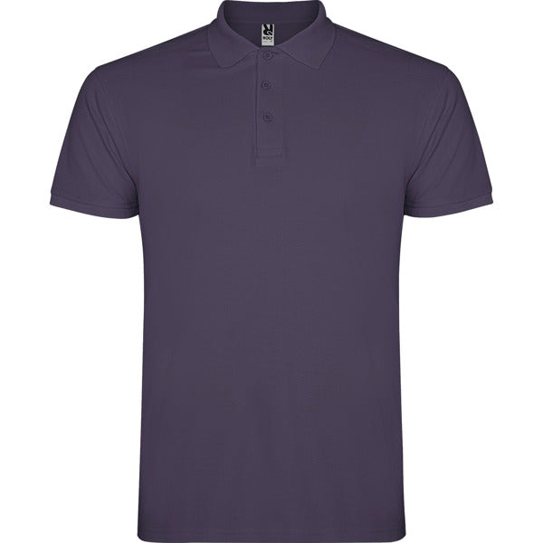 Polo manga corta STAR en color lila — estampación y bordado de tu diseño