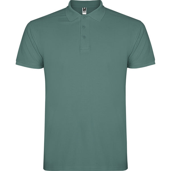 Polo manga corta STAR en color azul calma para personalizar con tu logo, nombre o foto