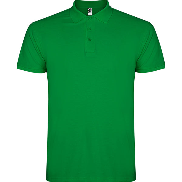 Polo manga corta STAR en color verde tropical, personalización a medida en Gráficas Hugo