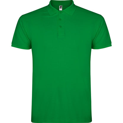 Polo manga corta STAR en color verde tropical, personalización a medida en Gráficas Hugo