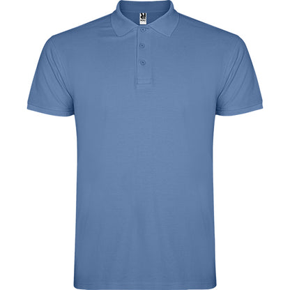 Polo manga corta STAR en color azul riviera — estampación y bordado de tu diseño