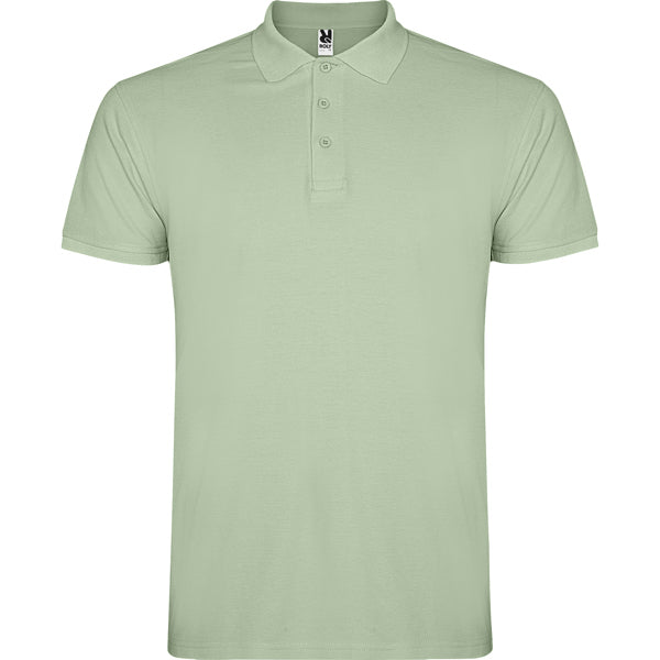 Polo manga corta STAR en color verde mist, personalización a medida en Gráficas Hugo