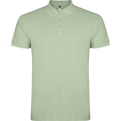 Polo manga corta STAR en color verde mist, personalización a medida en Gráficas Hugo