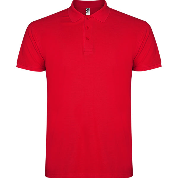 Polo manga corta STAR en color rojo — estampación y bordado de tu diseño