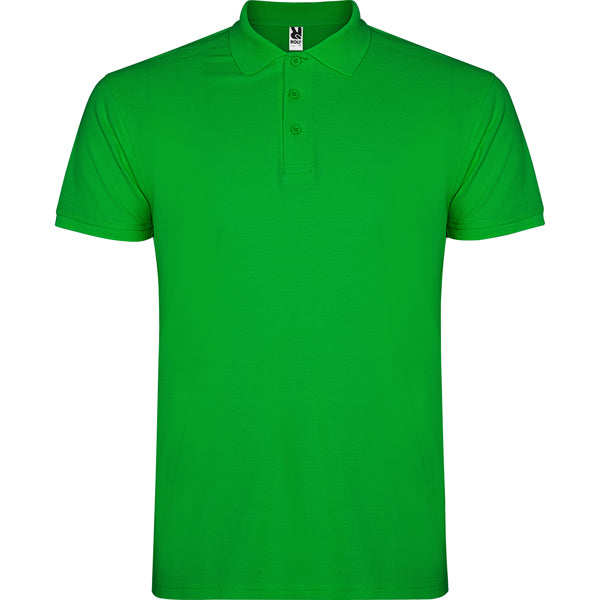 Polo manga corta STAR en color verde grass, personalización a medida en Gráficas Hugo