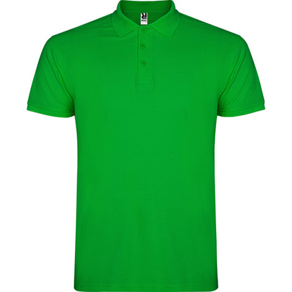 Polo manga corta STAR en color verde grass, personalización a medida en Gráficas Hugo