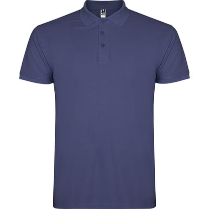 Polo manga corta STAR en color azul denim — estampación y bordado de tu diseño