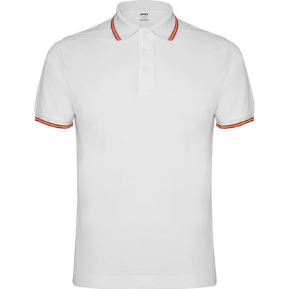 Polo manga corta NATION personalizable online — blanco, taller en Madrid