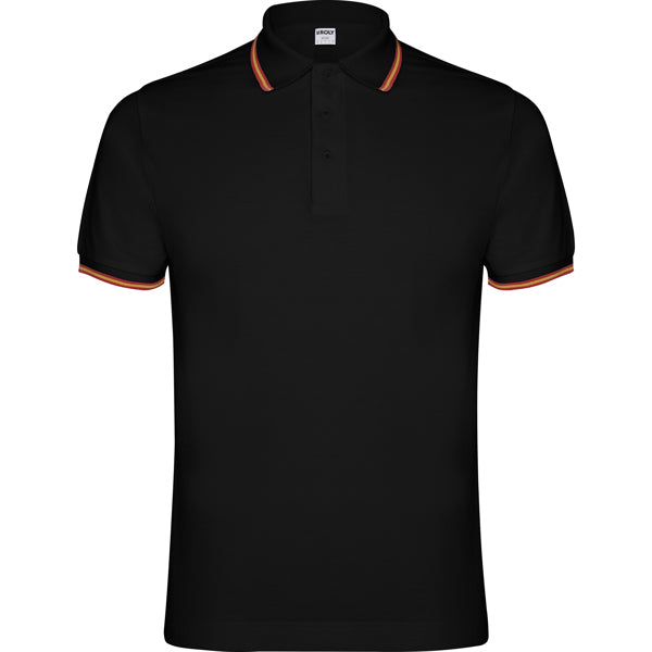 Polo manga corta NATION en color negro para personalizar con tu logo, nombre o foto