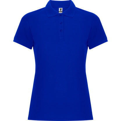 Polo manga corta PEGASO WOMAN PREMIUM en color royal — estampación y bordado de tu diseño