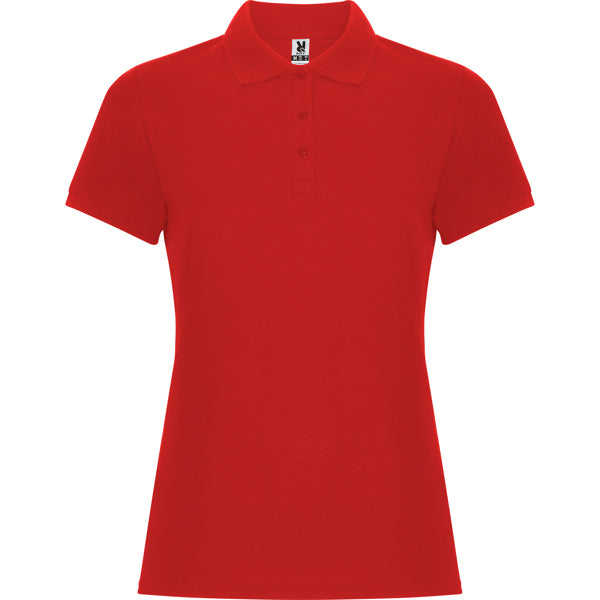 Polo manga corta PEGASO WOMAN PREMIUM en color rojo, personalización a medida en Gráficas Hugo