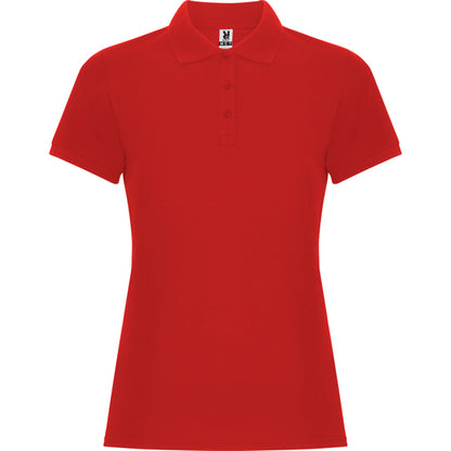 Polo manga corta PEGASO WOMAN PREMIUM en color rojo, personalización a medida en Gráficas Hugo