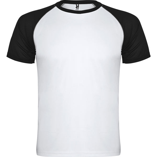 Camiseta técnica INDIANAPOLIS en color blanco/negro para personalizar con tu logo, nombre o foto