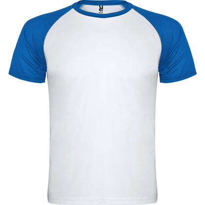 Camiseta técnica INDIANAPOLIS en color blanco/royal, personalización a medida en Crea41