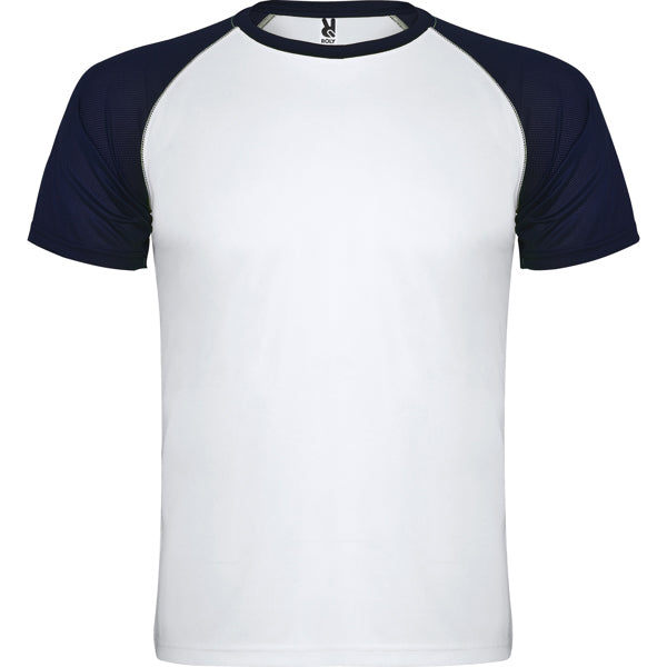 Camiseta técnica INDIANAPOLIS personalizable online — blanco/marino, taller en Madrid