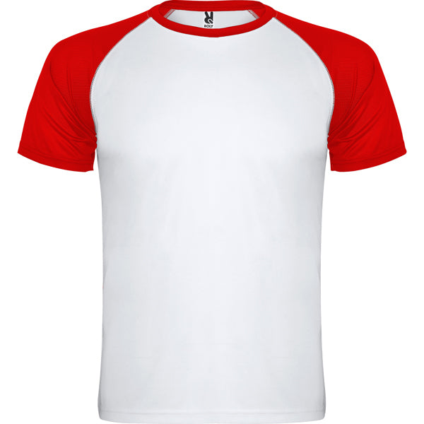 Camiseta técnica INDIANAPOLIS en color blanco/rojo para personalizar con tu logo, nombre o foto