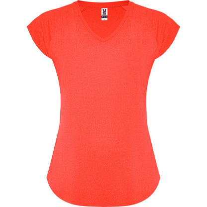 Camiseta técnica AVUS personalizable online — coral fluor, taller en Madrid