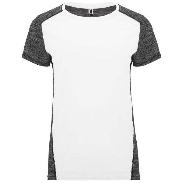 Camiseta técnica ZOLDER WOMAN en color blanco/negro vigore para personalizar con tu logo, nombre o foto