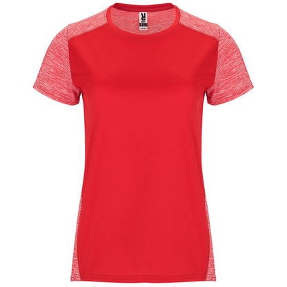 Camiseta técnica ZOLDER WOMAN en color rojo/rojo vigore, personalización a medida en Crea41