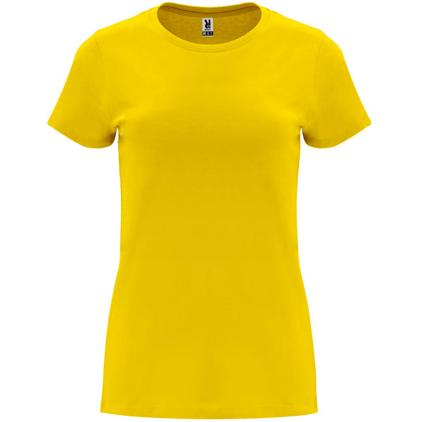 Camiseta manga corta CAPRI en color amarillo — estampación y bordado de tu diseño