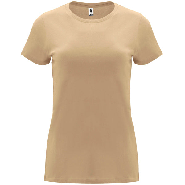 Camiseta manga corta CAPRI en color arena para personalizar con tu logo, nombre o foto