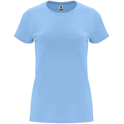 Camiseta manga corta CAPRI en color celeste — estampación y bordado de tu diseño