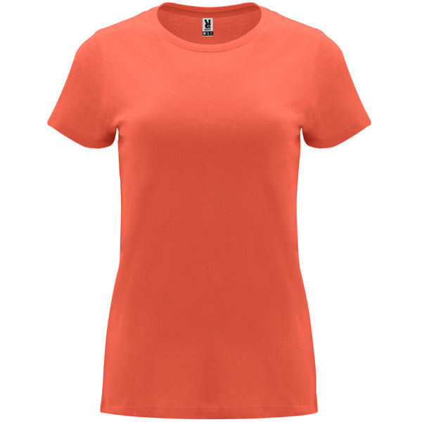Camiseta manga corta CAPRI en color coral — estampación y bordado de tu diseño