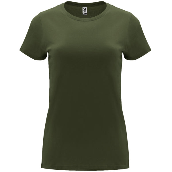 Camiseta manga corta CAPRI en color verde aventura — estampación y bordado de tu diseño