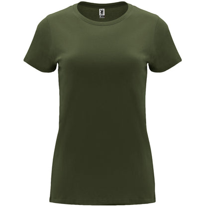 Camiseta manga corta CAPRI en color verde aventura — estampación y bordado de tu diseño