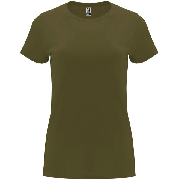 Camiseta manga corta CAPRI en color verde militar, personalización a medida en Gráficas Hugo