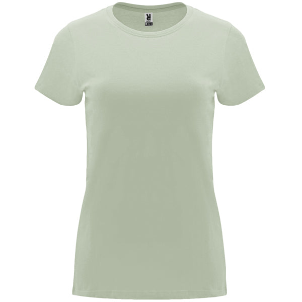 Camiseta manga corta CAPRI en color verde mist, personalización a medida en Gráficas Hugo